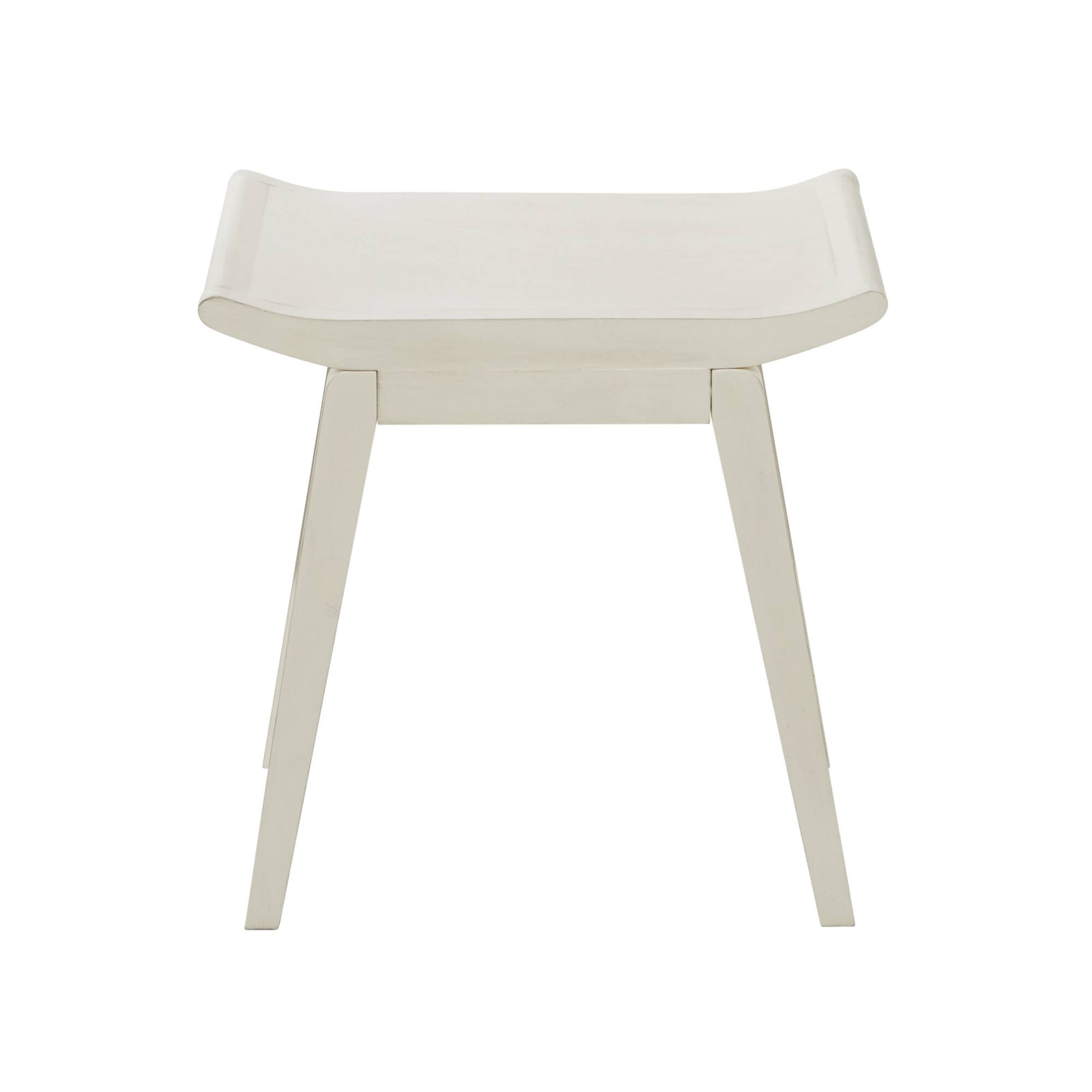17" White Wood Traditional Stool
